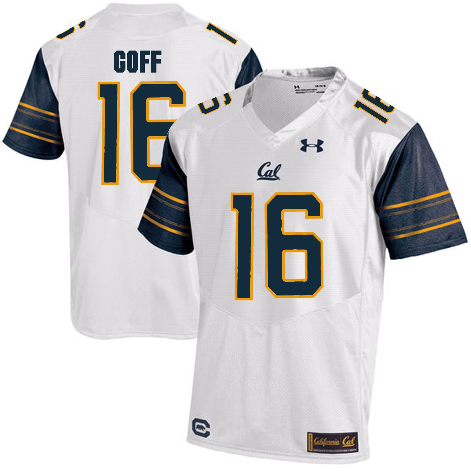 Men California Golden Bears #16 Jared Goff White Customized NCAA Jerseys1->customized ncaa jersey->Custom Jersey
